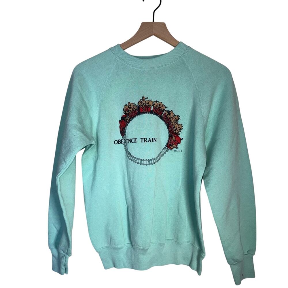 VINTAGE OBEDIENCE TRAIN graphic dog print crewneck sweatshirt M